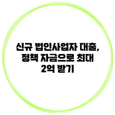 신규 법인사업자 대출, 정책 자금으로 최대 2억 받기