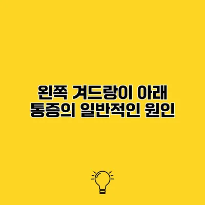 왼쪽 겨드랑이 아래 통증의 일반적인 원인