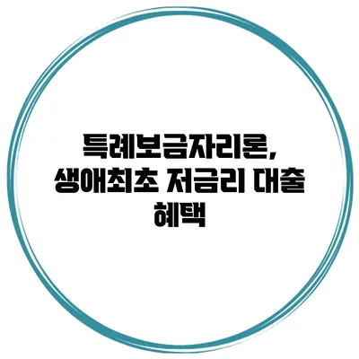 특례보금자리론, 생애최초 저금리 대출 혜택